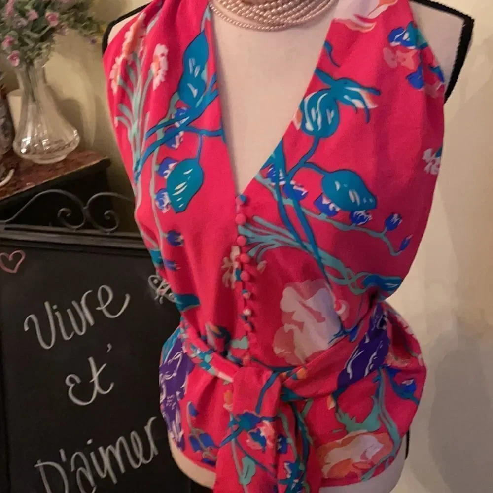 NWT Yumi Kim Luxe SILK Wrap Halter Top M